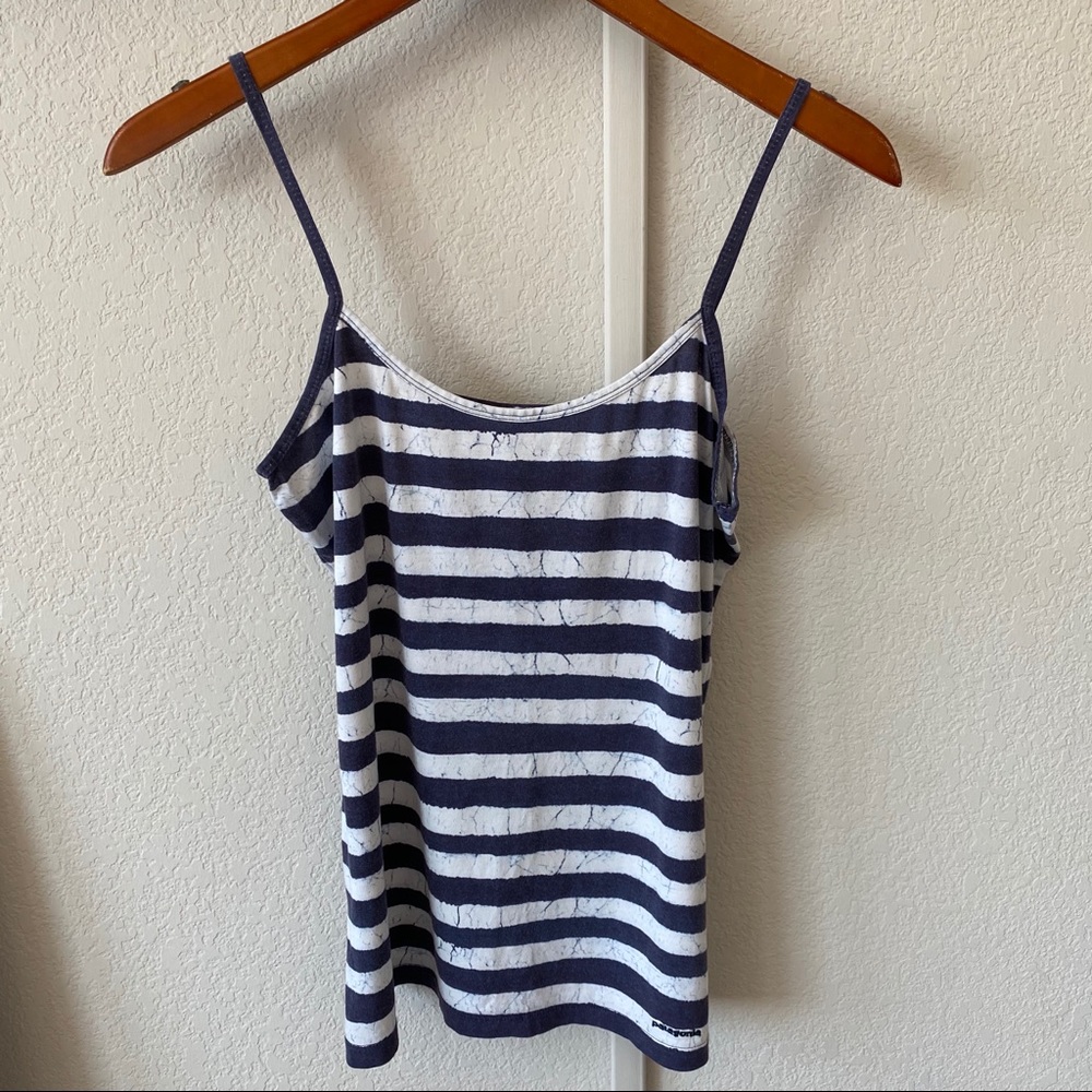 Patagonia Navy Blue and White Marble Tank Top